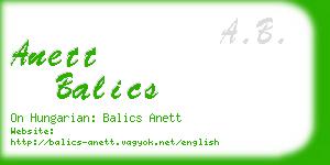 anett balics business card